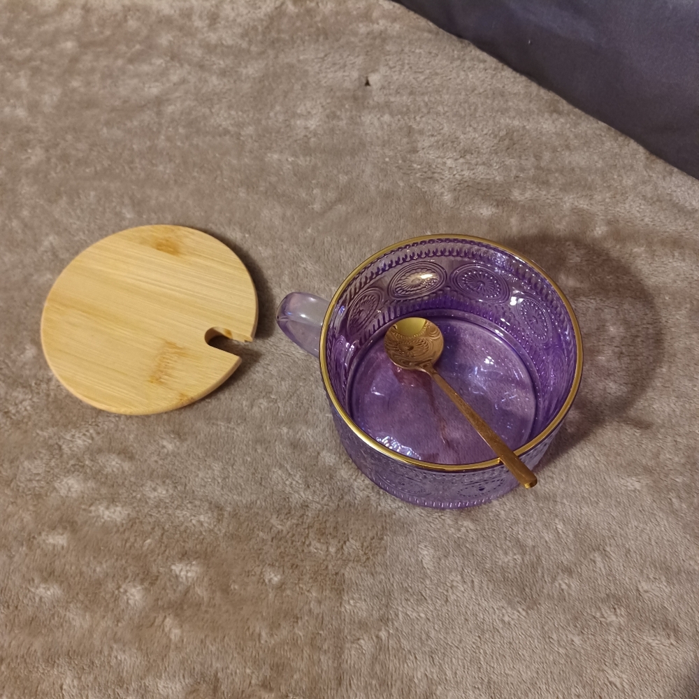 Purple Ceramic Bow with Gold Colored Spoon